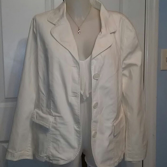 Talbots Jackets & Blazers - TALBOTS Stretch White Jean Jacket Size 18W
